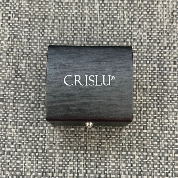 CRISLU Sterling Platinum & Blue CZ Earrings - Worn ONCE - Picture 1 of 4